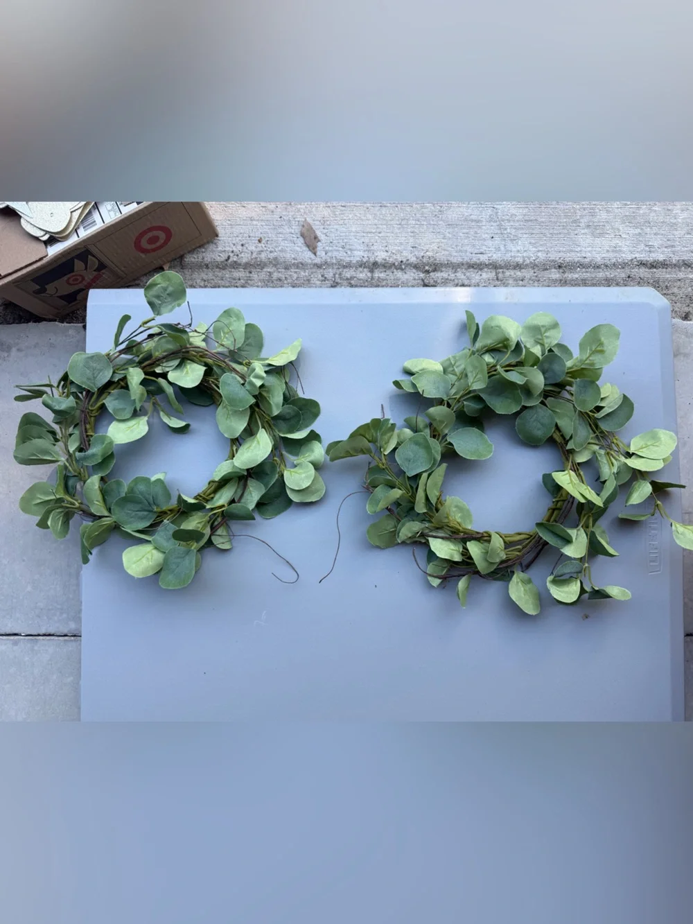 Set of 2 Faux Eucalyptus Wreaths.